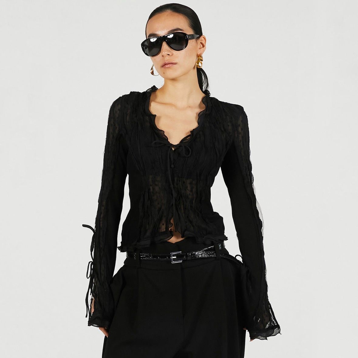 【残り一点】Sheer Dot Slim Shirt