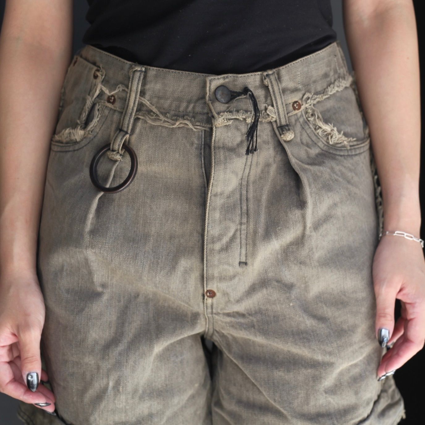 【残り一点】Cut Off Slash Seam Twist Cargo Jeans