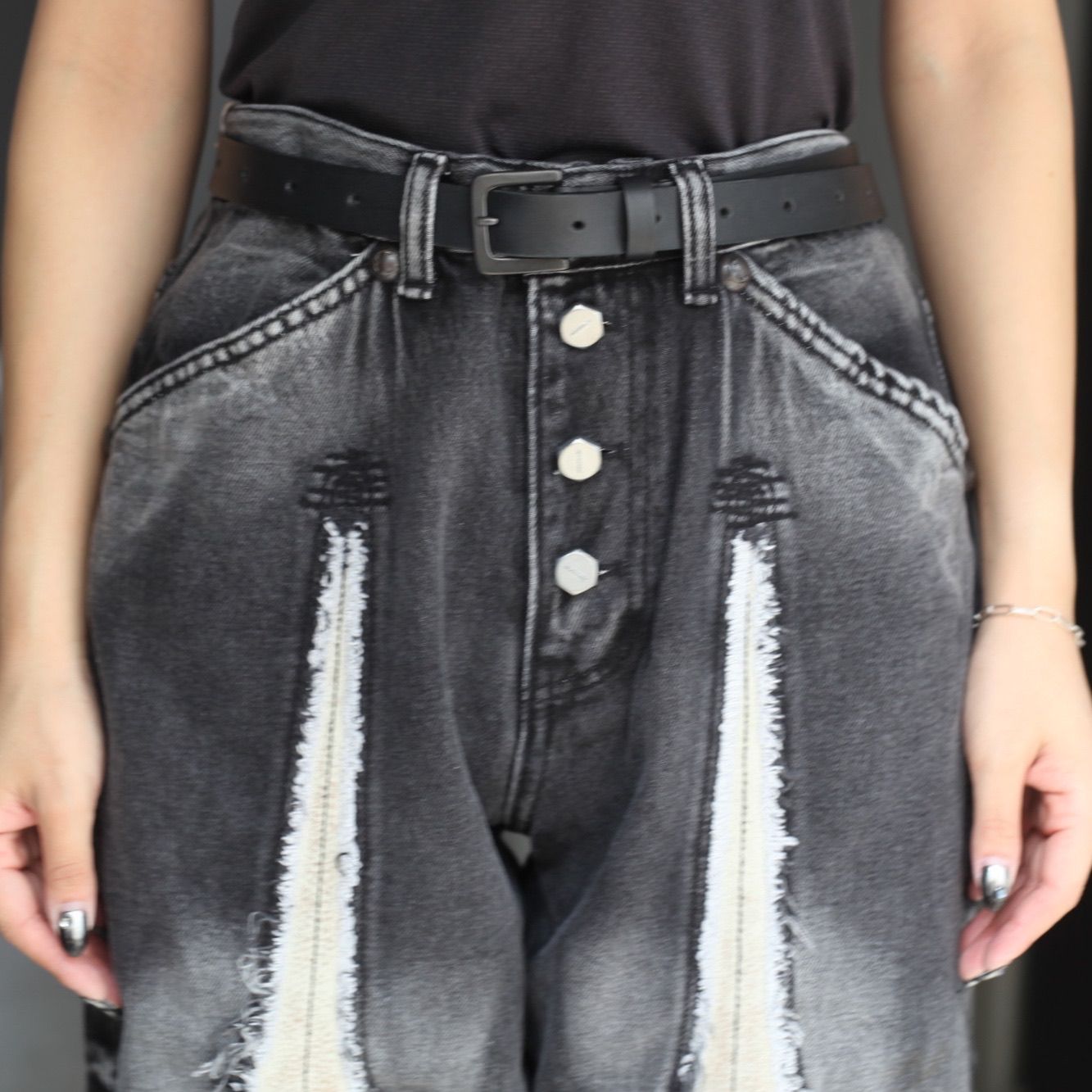 【残り一点】TC Bone Leather Denim Pants