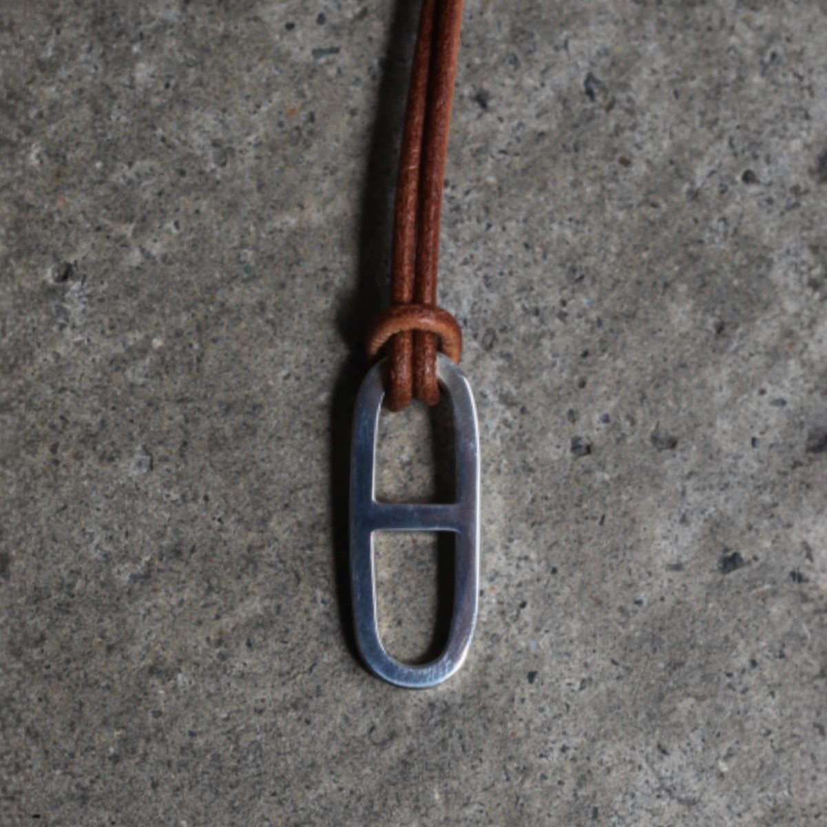 【残り一点】Flat Anchor Leather Necklace(BROWN LEATHER×SILVER)