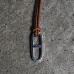 【残り一点】Flat Anchor Leather Necklace(BROWN LEATHER×SILVER)