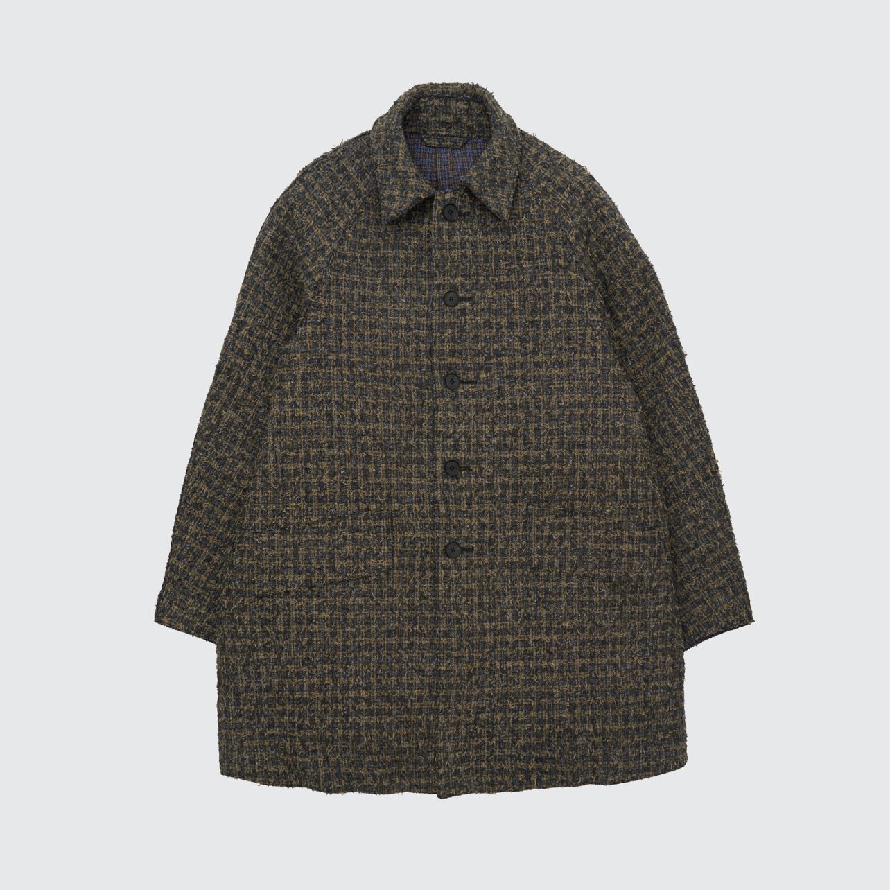 【残り一点】Needlepunched Cotton Plaid Cut Off Coat