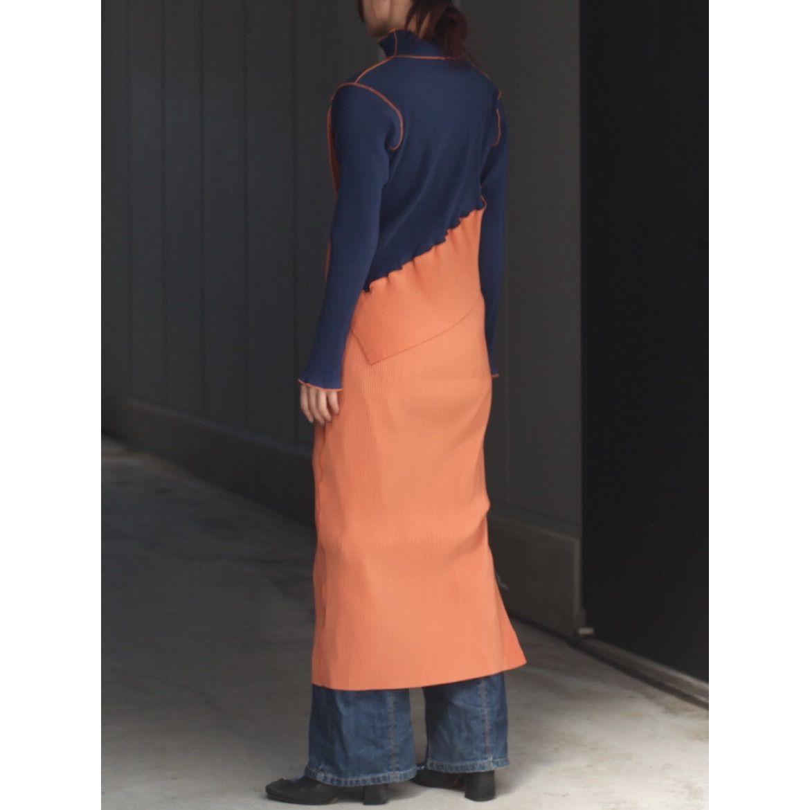 threetimes ♥ One-shoulder drape top /追跡付 40/-HIGH TWISTED SINGLE JERSEY SIDE DRAPED LONG SLV PO(S