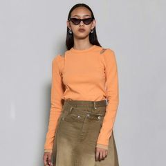 【残り一点】Shoulder Slit Rib Top