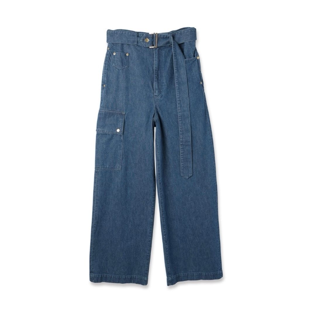 【残り一点】Cargo Extra Wide Denim Pants with Long Belt