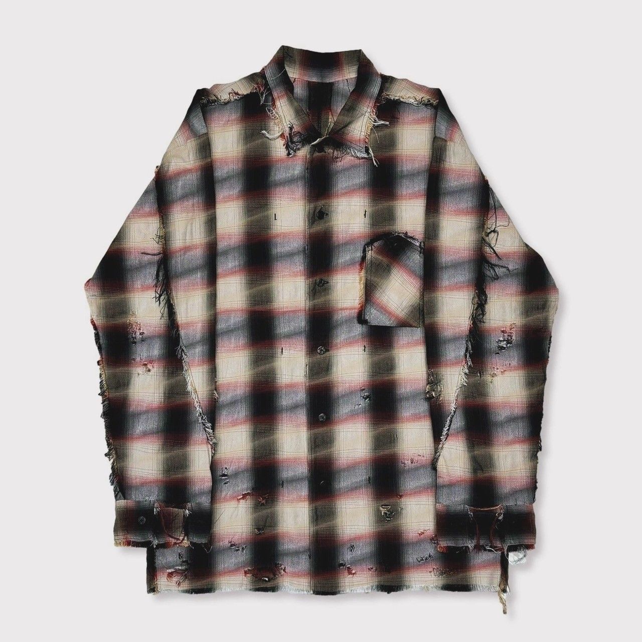 トップス MINUS Slash Seam Ombre Check Shirt BLUE MINUS - 【残り一点】Slash Seam Ombre Check Shirt(DRUNK