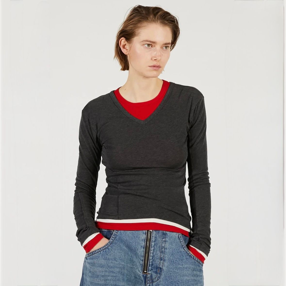 【残り一点】ダブルネックレイヤードトップ