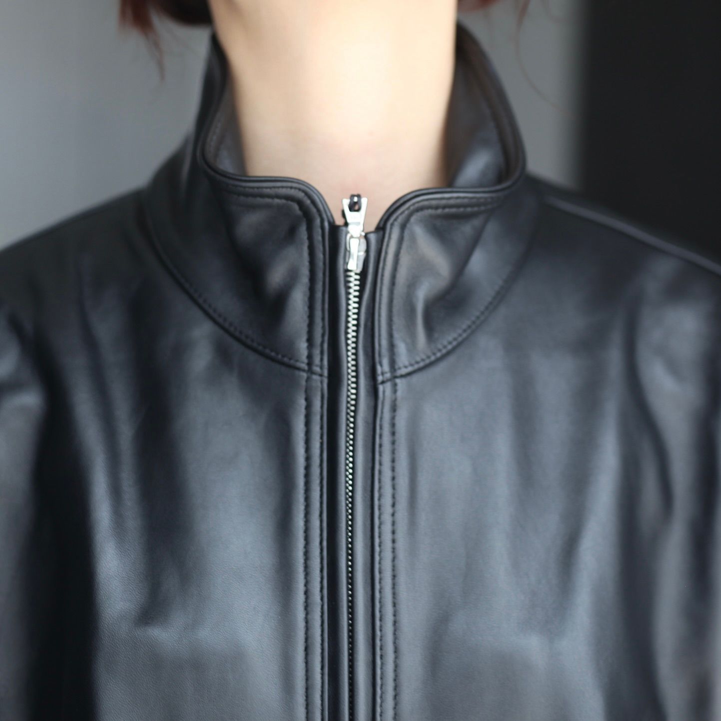 【残りわずか】Sheep Leather Stand Collar Jacket
