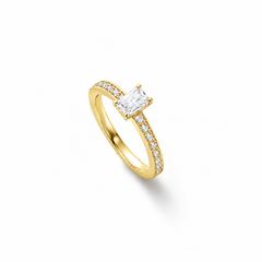 【お取り寄せ注文可能】Quon Square Ring W / Half Dia(K18 YELLOW GOLD)