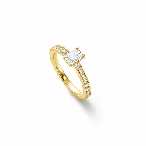 【お取り寄せ注文可能】Quon Square Ring W / Half Dia(K18 YELLOW GOLD)