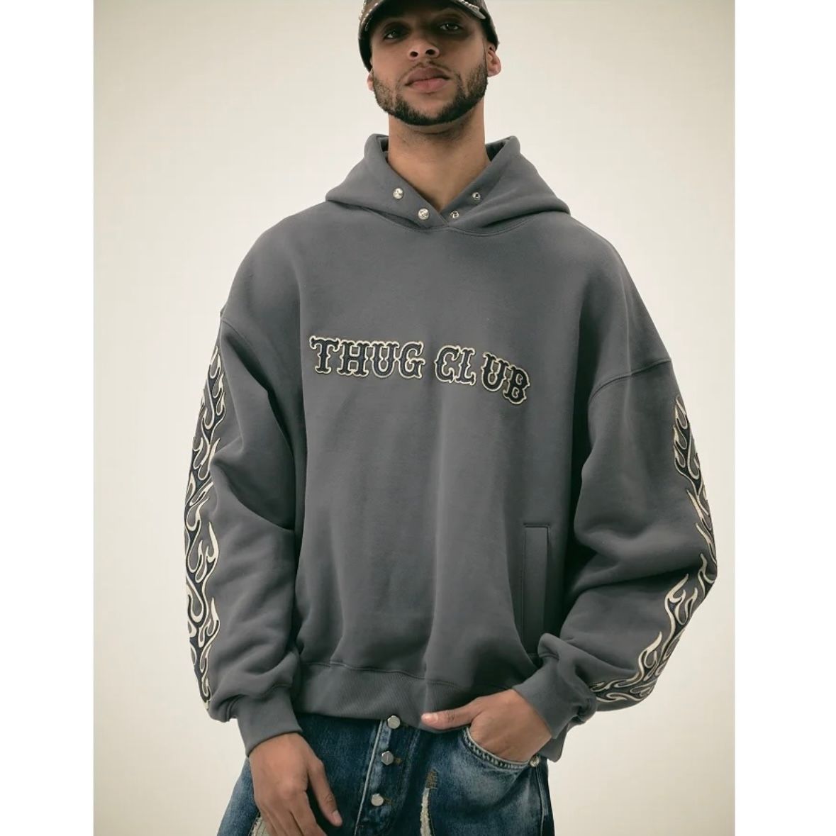 【残り一点】Leather Flame Hoodie