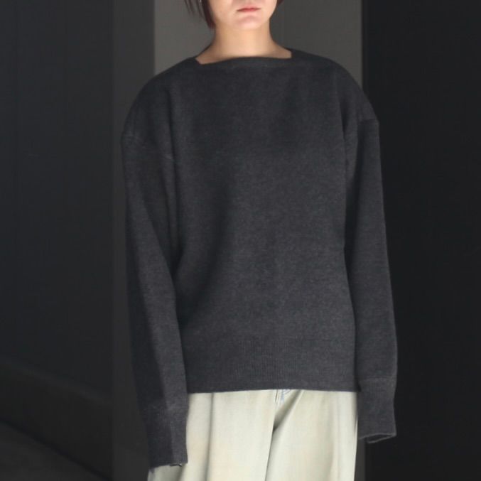 【残り一点】Extra Fine Wool Knit Boat Neck LS