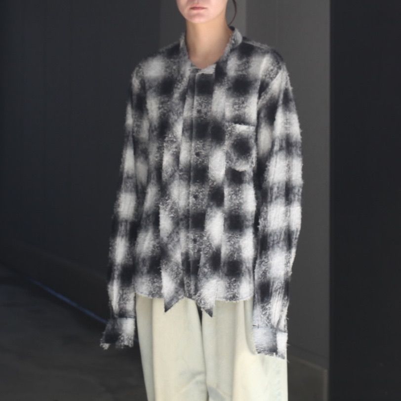 【残り一点】Shaggy Ombre Ribbon Shirt(DRUNK)