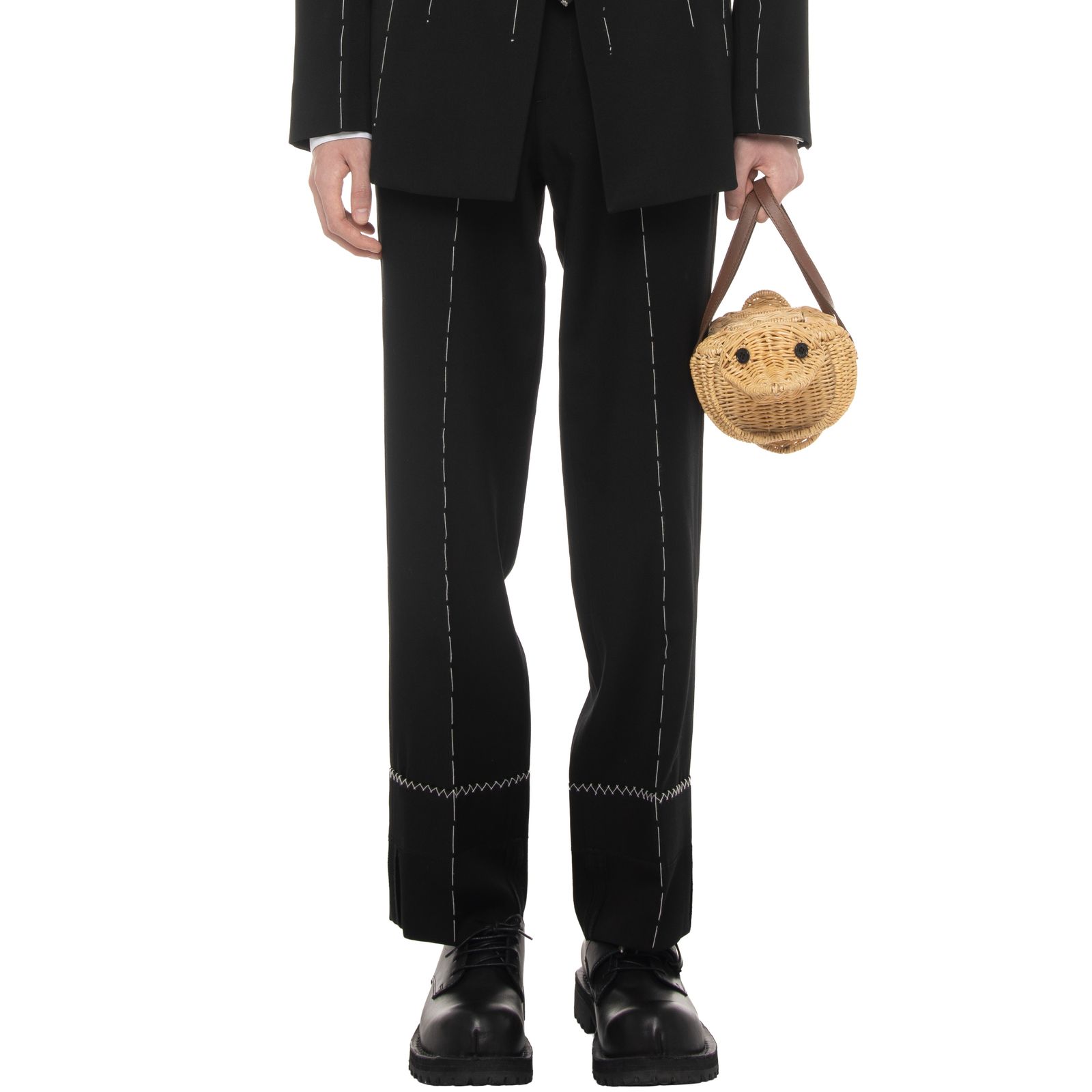 【残り一点】"Hand Stitch" Roll Up Straight Slacks