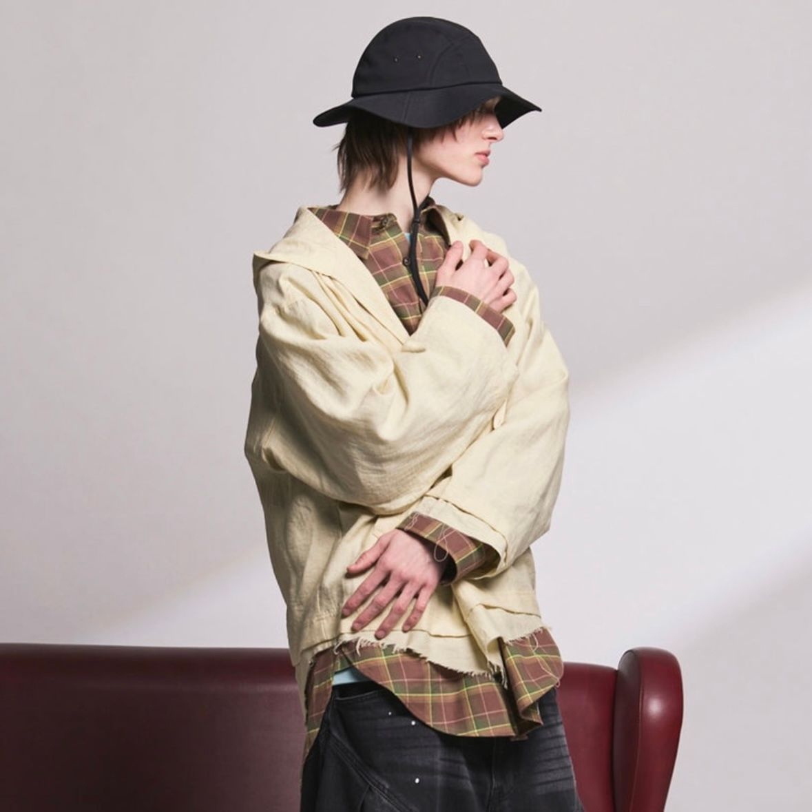 【残り一点】Deep Front Neck Prime-Over Mexican Shirt Hoodie