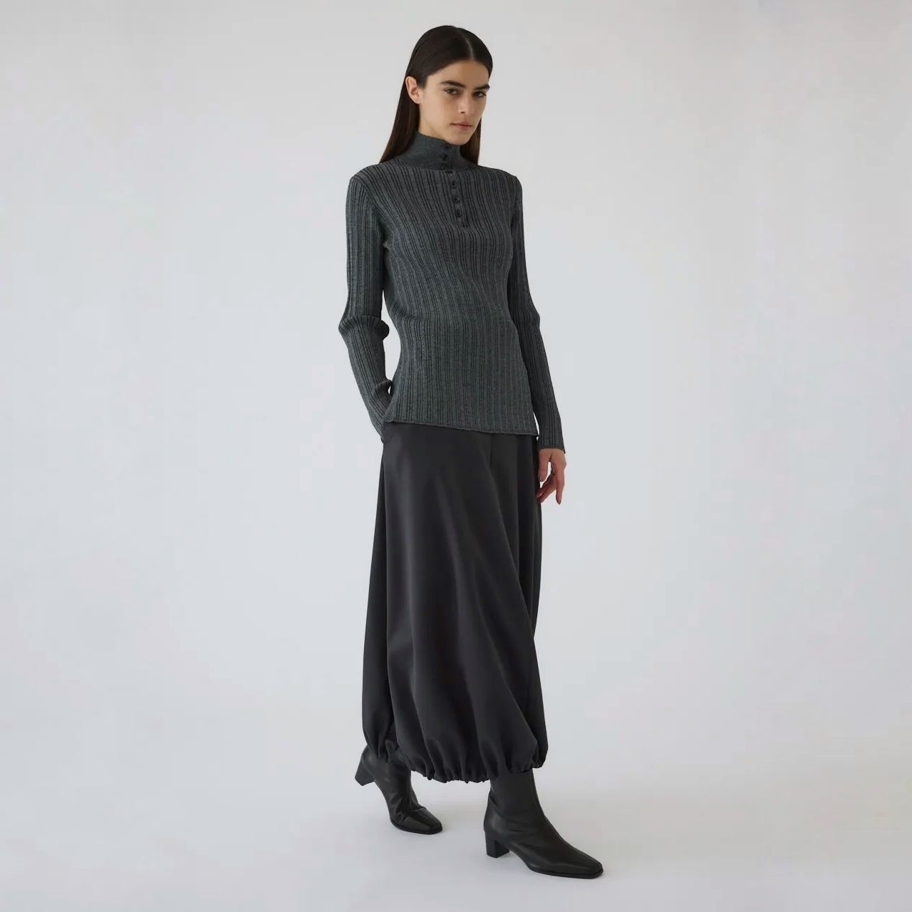 【残り一点】Open Collar Rib Knit Tops