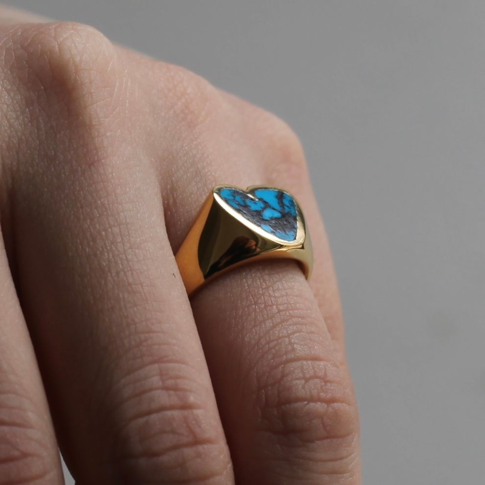 【お取り寄せ注文可能】Heart Stone Ring(TURQUOISE×GOLD)