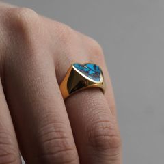 【お取り寄せ注文可能】Heart Stone Ring(TURQUOISE×GOLD)