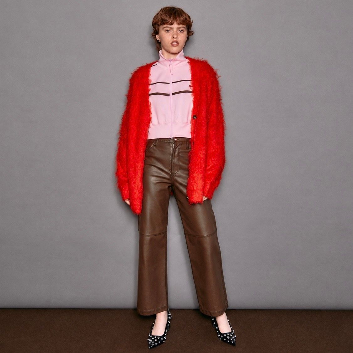 【残り一点】Washed Vegan Leather Wide Straight Pants
