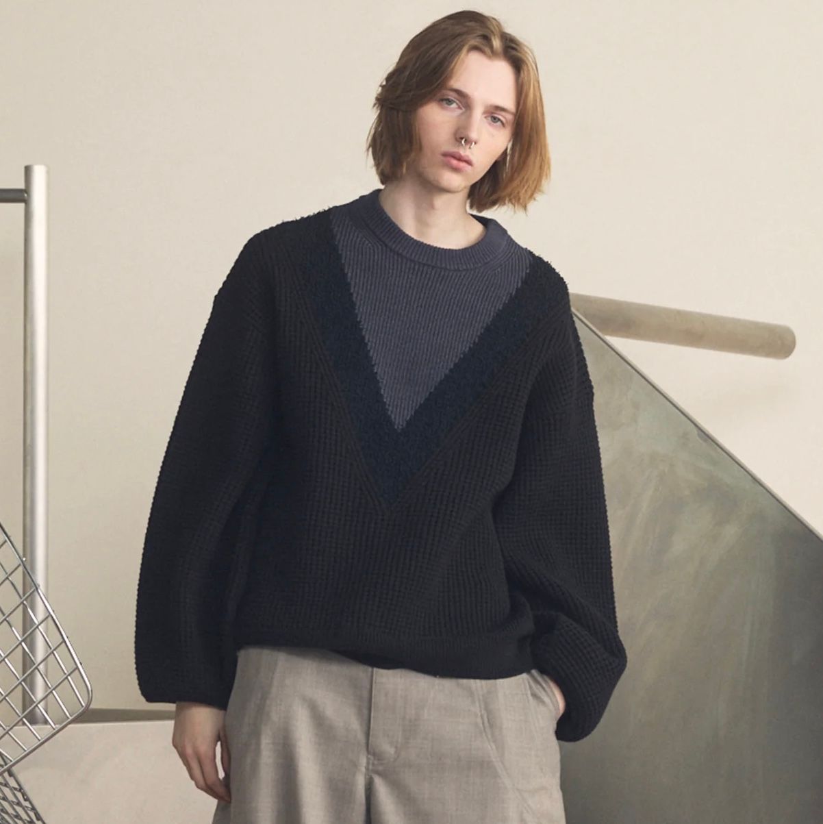【残り一点】Prime Over V Switching Knit Pull Over