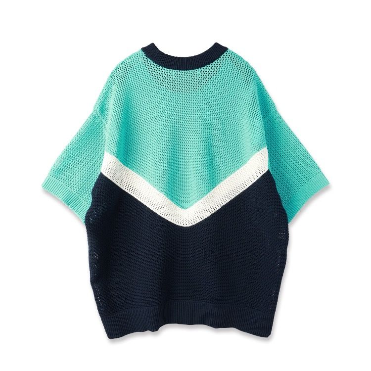 トップス cullni Bi Color Mesh Knit CULLNI ONLINE STORE / Bi Color Mesh Knit Zip Up Polo Shirt