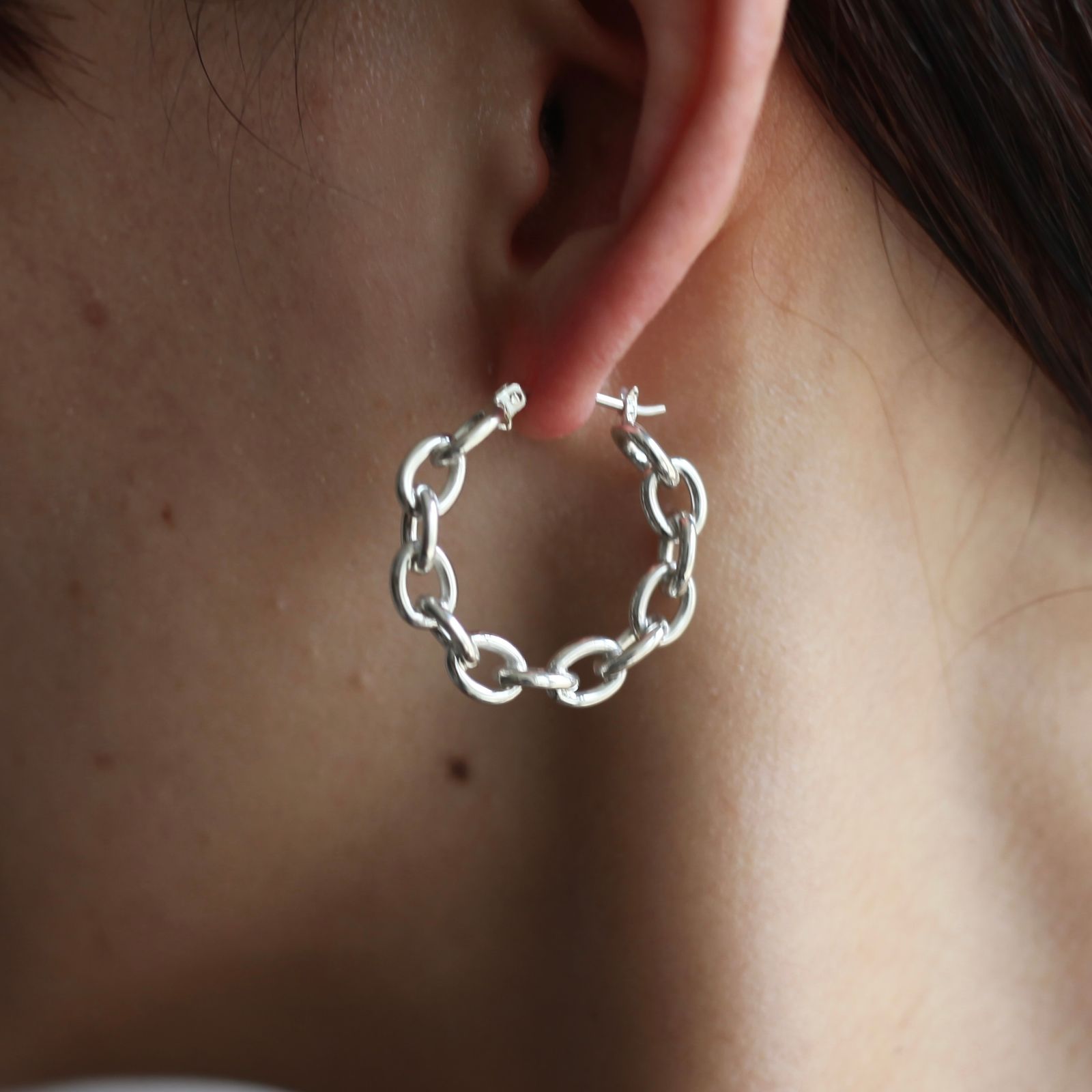 【残り一点】Oval Link Hoop Earring(SILVER_片耳用)