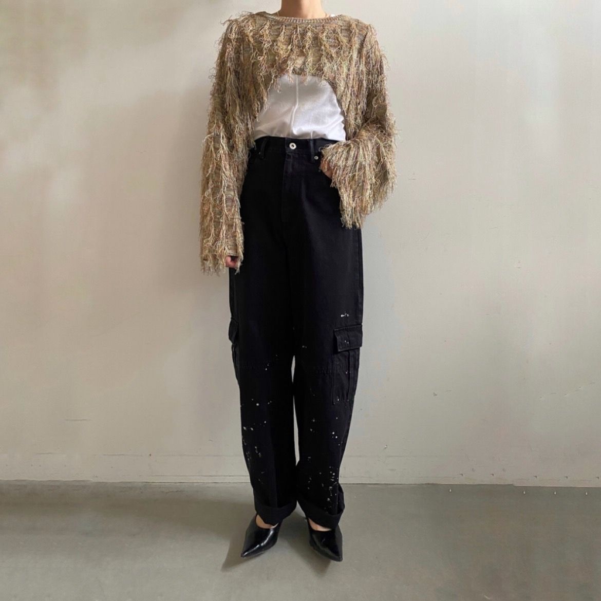 【残り一点】Denim Discharge Printhing Cargo Pants