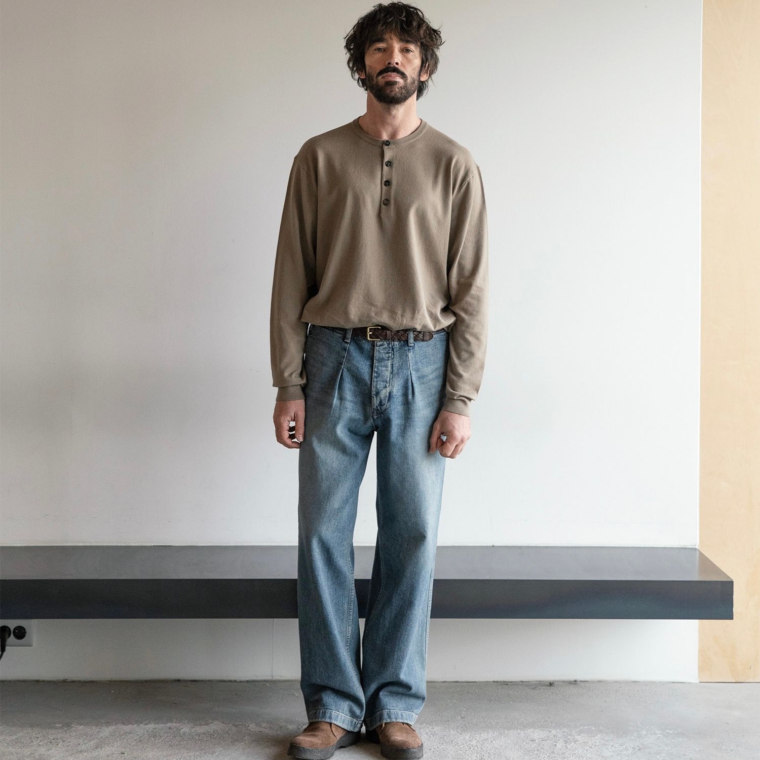 【残り一点】Narrow Leather Mesh Belt