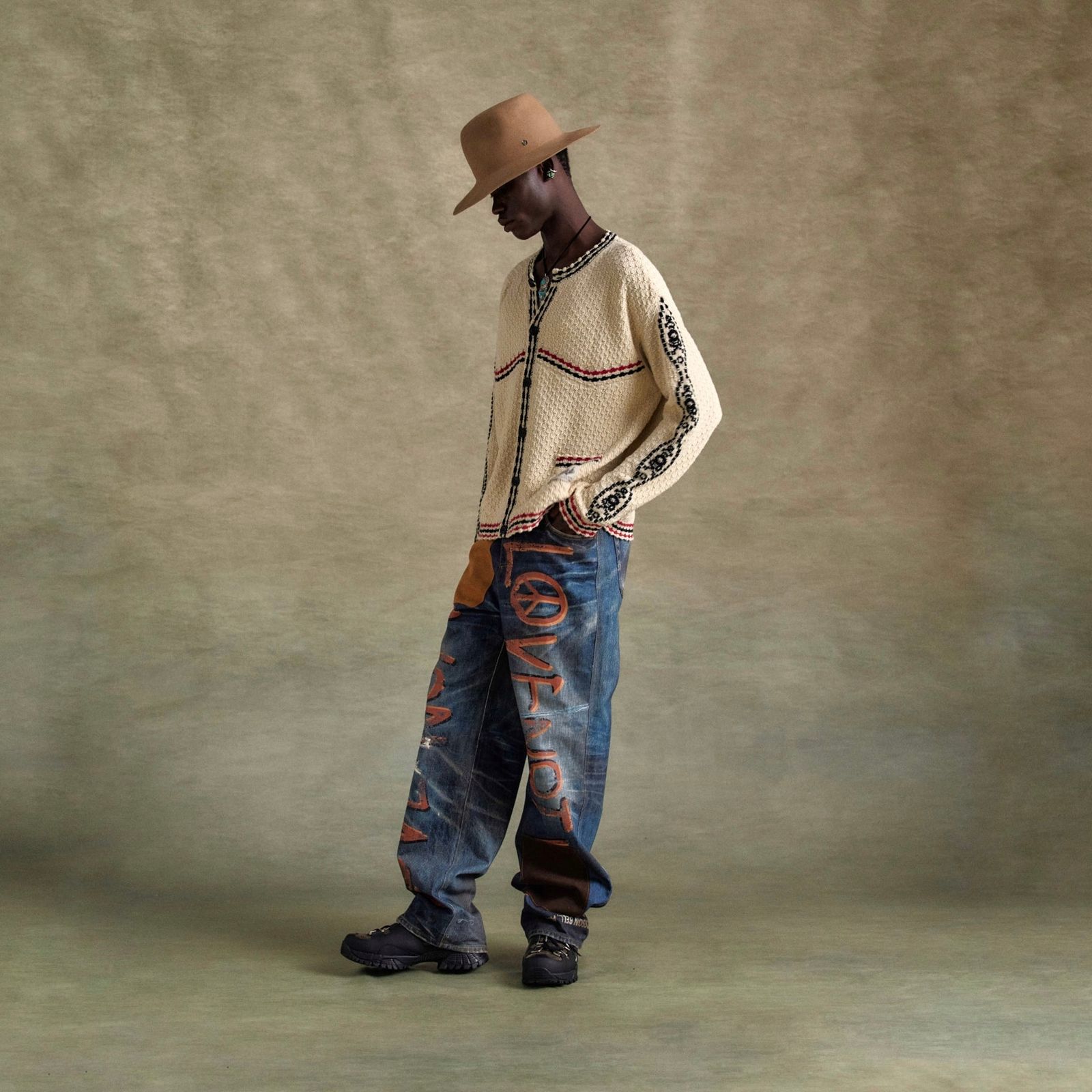 【残り一点】Love Printed Denim Trompe L`oeil Jeans