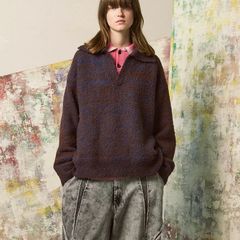 【残り一点】Mix Color Fancy Yarn Prime-Over Skipper Knit Pullover