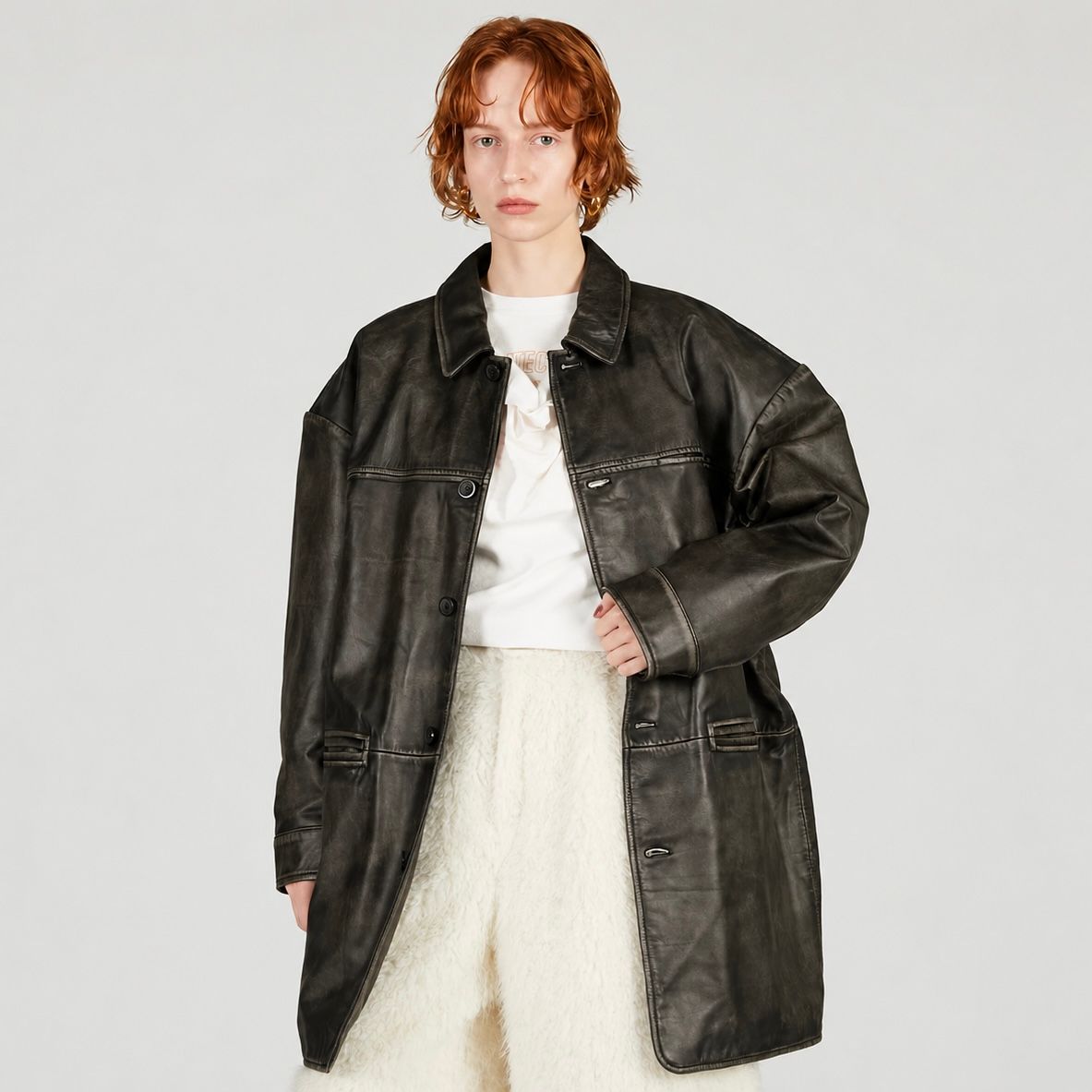 【残り一点】Padded Leather Car Coat
