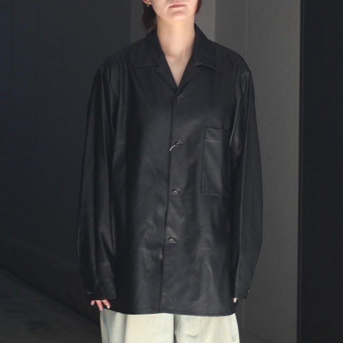 【残り一点】Shadow Black Open Collar Shirt
