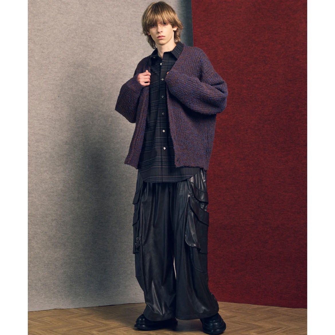 【残り一点】Mix Color Fancy Yarn Prime-Over Knit Cardigan