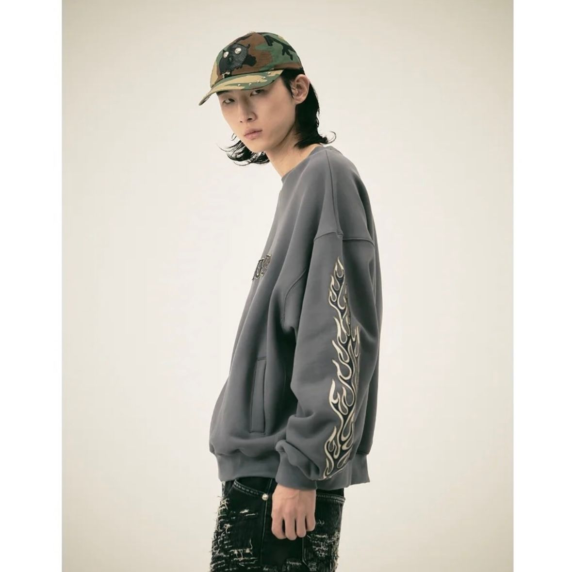 【残り一点】Leather Flame Sweatshirt