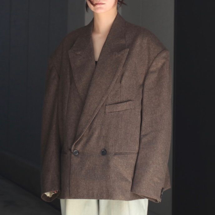 【残り一点】Round Big Shoulder Wool Flannel Jacket