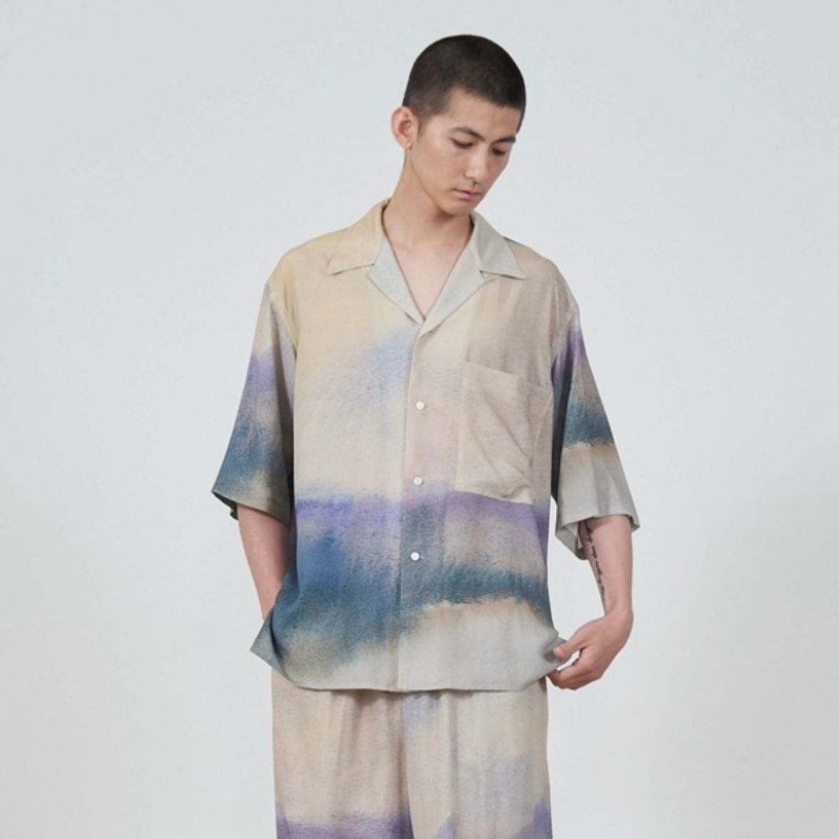 YOKE - 【残りわずか】Landscape Printed Open Collar Shirt