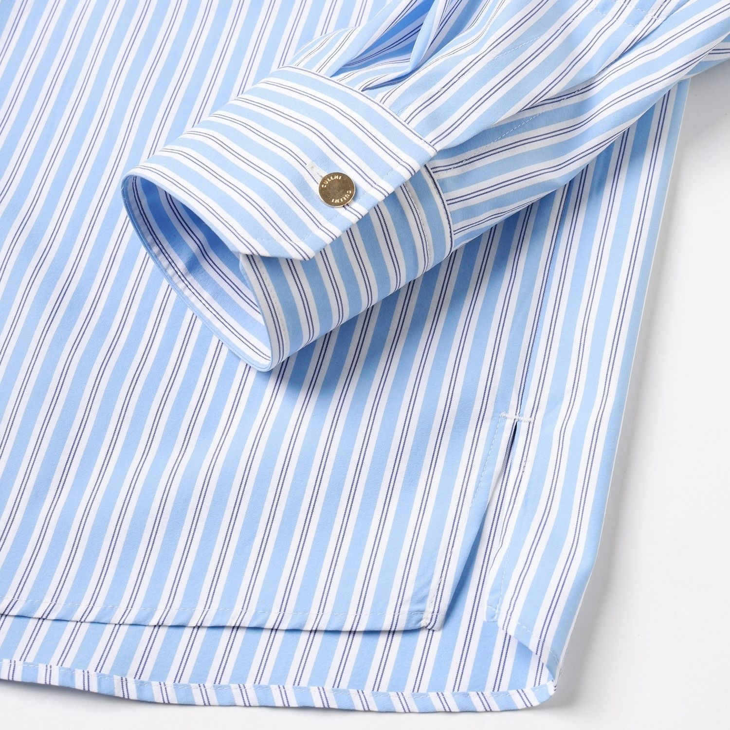【残り一点】Stripe Front Fly Embroidery Patch Shirt