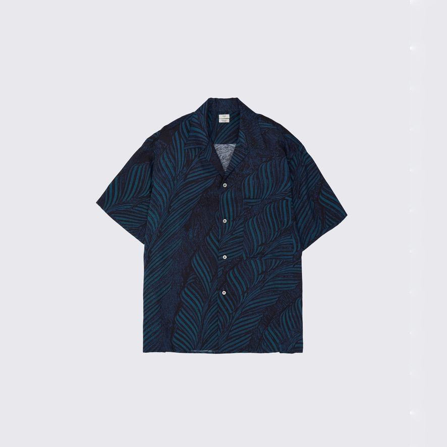 【残り一点】Leaf Pattern Printed Open Collar Shirt