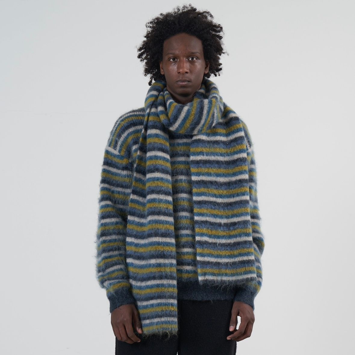 YOKE - 【残りわずか】Mohair Border Long Stole | ACRMTSM ONLINE STORE