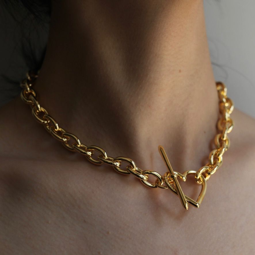 【残りわずか】Heart Necklace_Medium Link(GOLD)