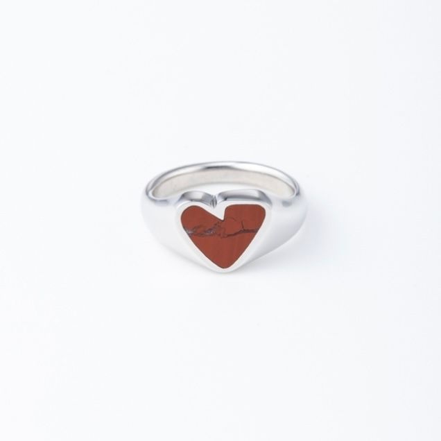 【お取り寄せ注文可能】Heart Stone Ring(RED×SILVER)