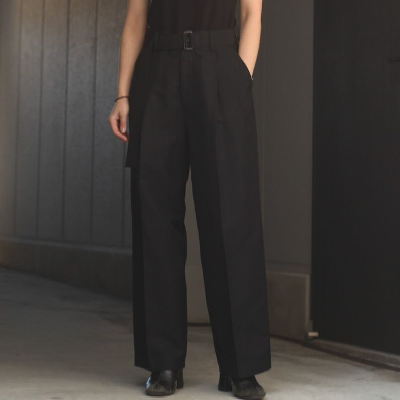 stein - 【残り一点】Belted Wide Straight Trousers(WOOL LINEN 