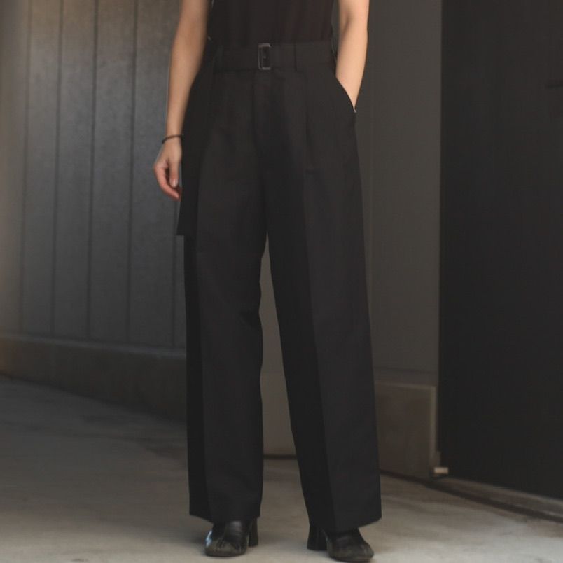 stein - 【再販売通知受付可能】Belted Wide Straight Trousers(WOOL 