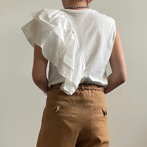 【残り一点】Unbalance Ruffle Tank Top