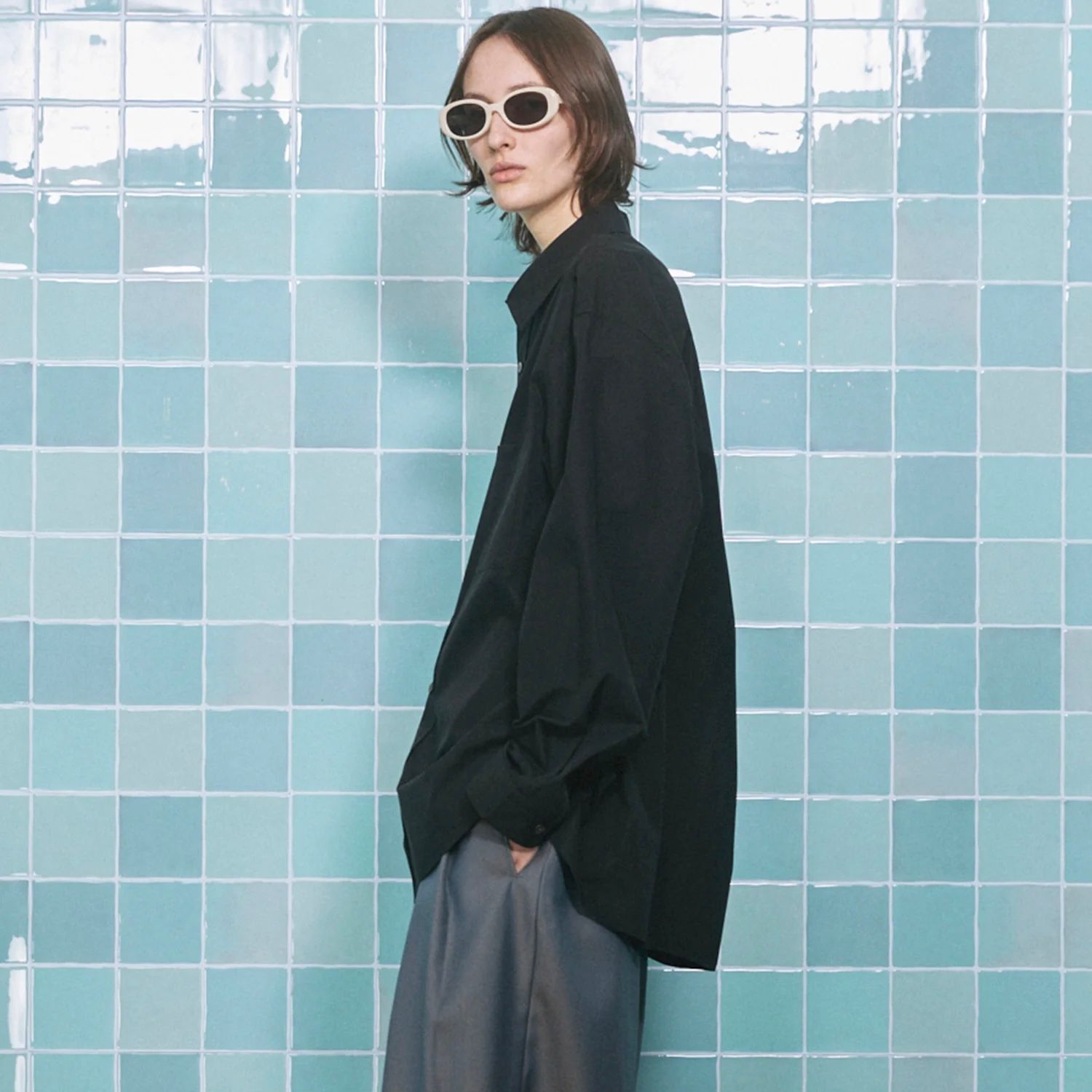 【残り一点】120 / 2 Suvin Cotton Typewriter Prime-Over Shirt