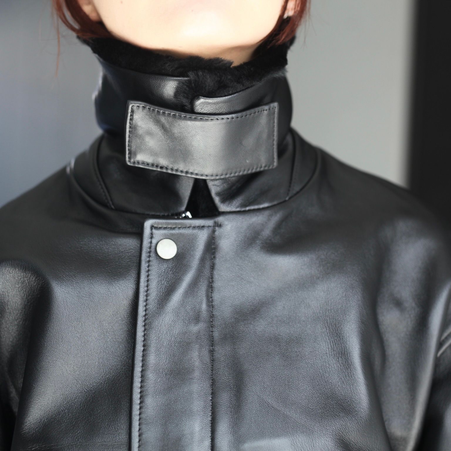 【残りわずか】Mouton Collar Sheep Leather Zip Jacket