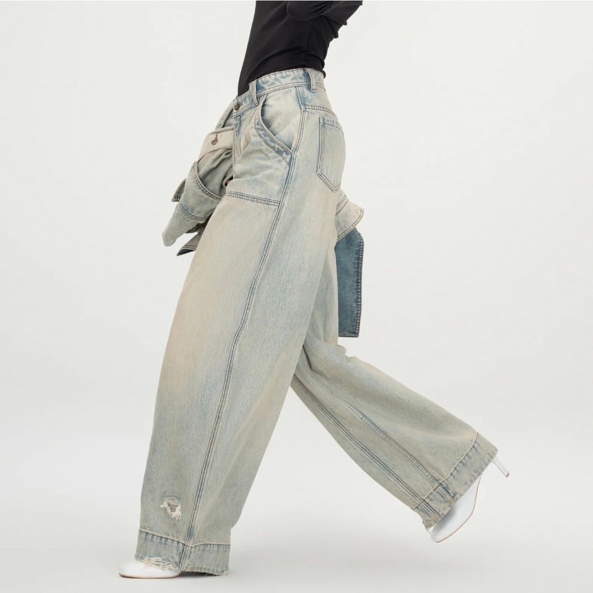 【残り一点】Washed Denim Deconstructed Cargo Jeans