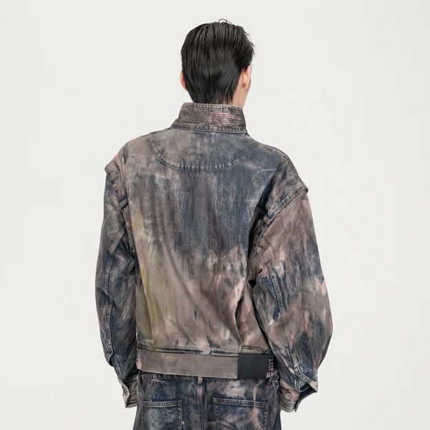 【残り一点】Brown Artistically Tie-Dyed Coated Denim SC Jacket