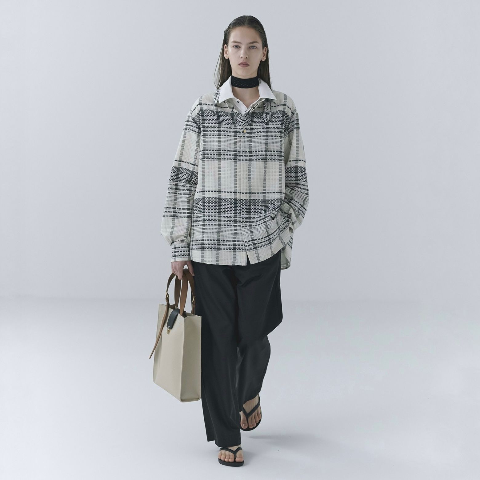 【残り一点】Leather Flap Adjustable Belt Canvas Tote