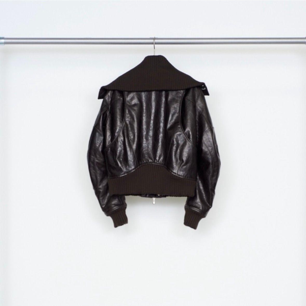 【残り一点】Leather Padded High Neck Bomber Jacket